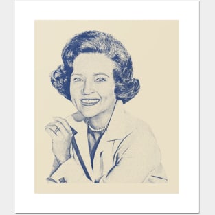 Betty White Vintage Blue Posters and Art